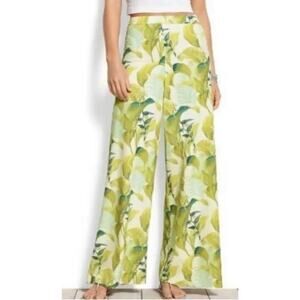 Tommy Bahama Montego Jungle Leaf Print Wide Leg Silky Pants Size 2